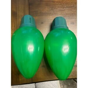 13in LED Jumbo Blowmold Plastic Bulb With Timer Holiday Christmas Decor Set of 2